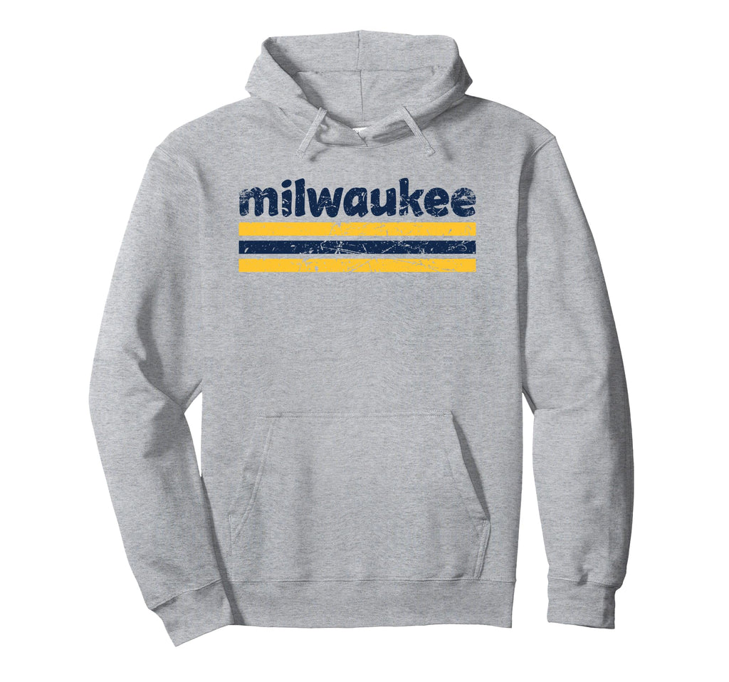 Milwaukee Wisconsin Three Stripe Hoodie - Minimalist Print Men Women - T-Shirt, Sweatshirt, Hoodie