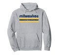 Milwaukee Wisconsin Three Stripe Hoodie - Minimalist Print Men Women - T-Shirt, Sweatshirt, Hoodie