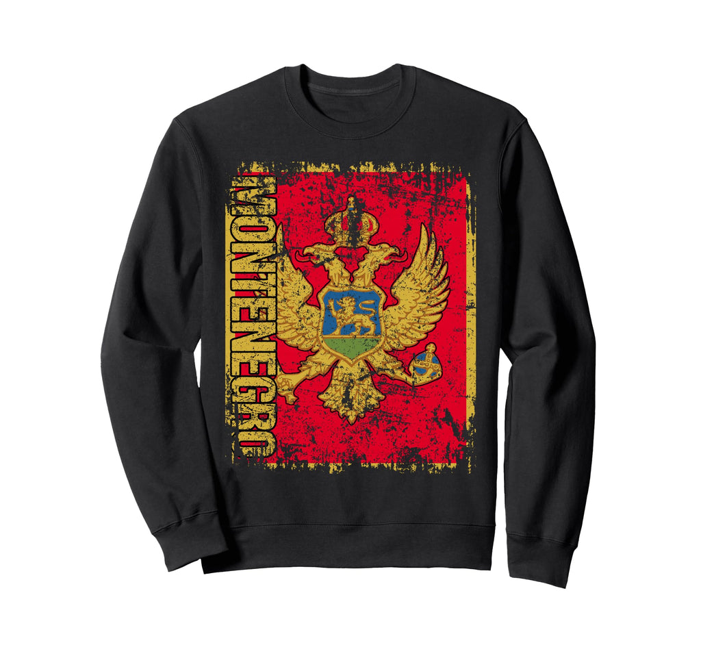 Montenegro Flag Distressed Sweatshirt - Trendy Graphic for Adults - T-Shirt, Sweatshirt, Hoodie