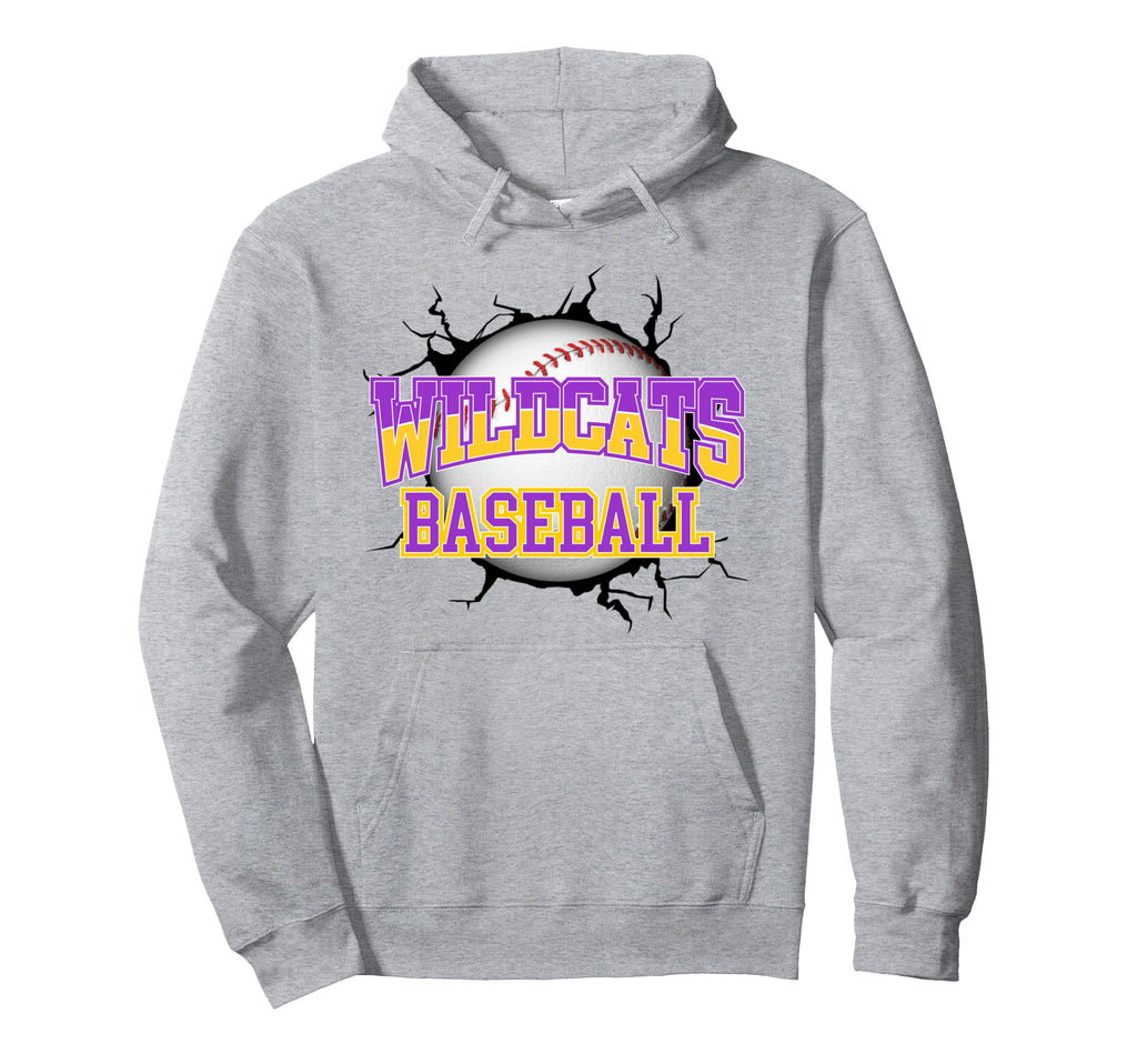 Wildcats Baseball Purple Yellow Wildcat Hoodie - Unique Graphic for Adults - T-Shirt, Sweatshirt, Hoodie