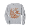 Boho Moon Floral Wildflower Line Sweatshirt - Aesthetic Graphic Men Women - T-Shirt, Sweatshirt, Hoodie