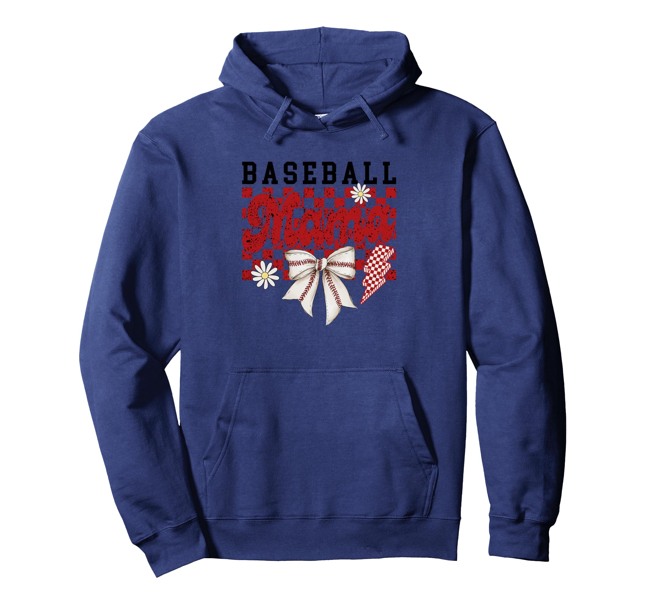 Baseball Mama Checkered Daisy Lightning Hoodie - Custom Art Print Unisex - T-Shirt, Sweatshirt, Hoodie