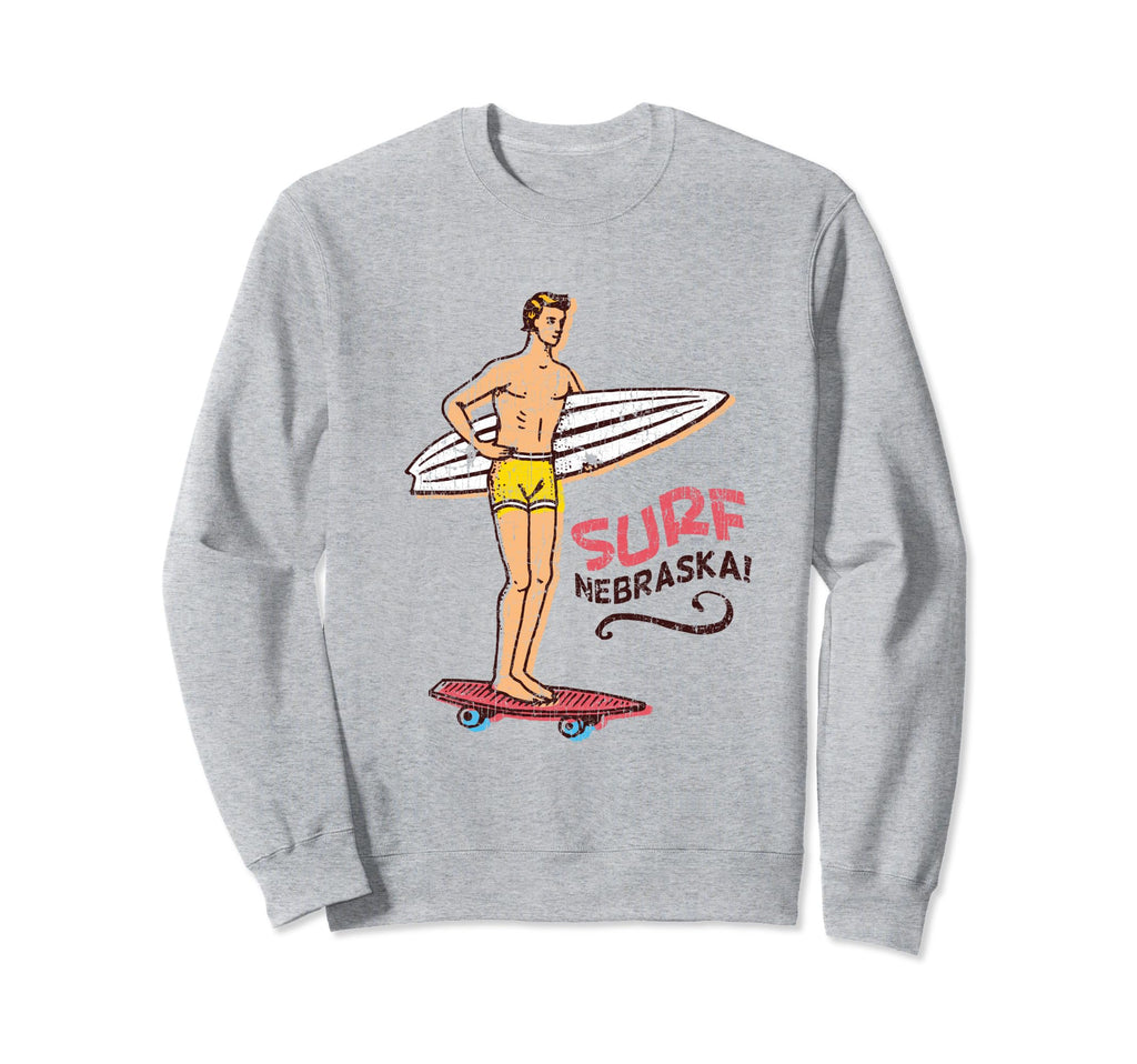 Surf Nebraska Surfboard 60S 70S 80S Sweatshirt - Unique Graphic Unisex - T-Shirt, Sweatshirt, Hoodie
