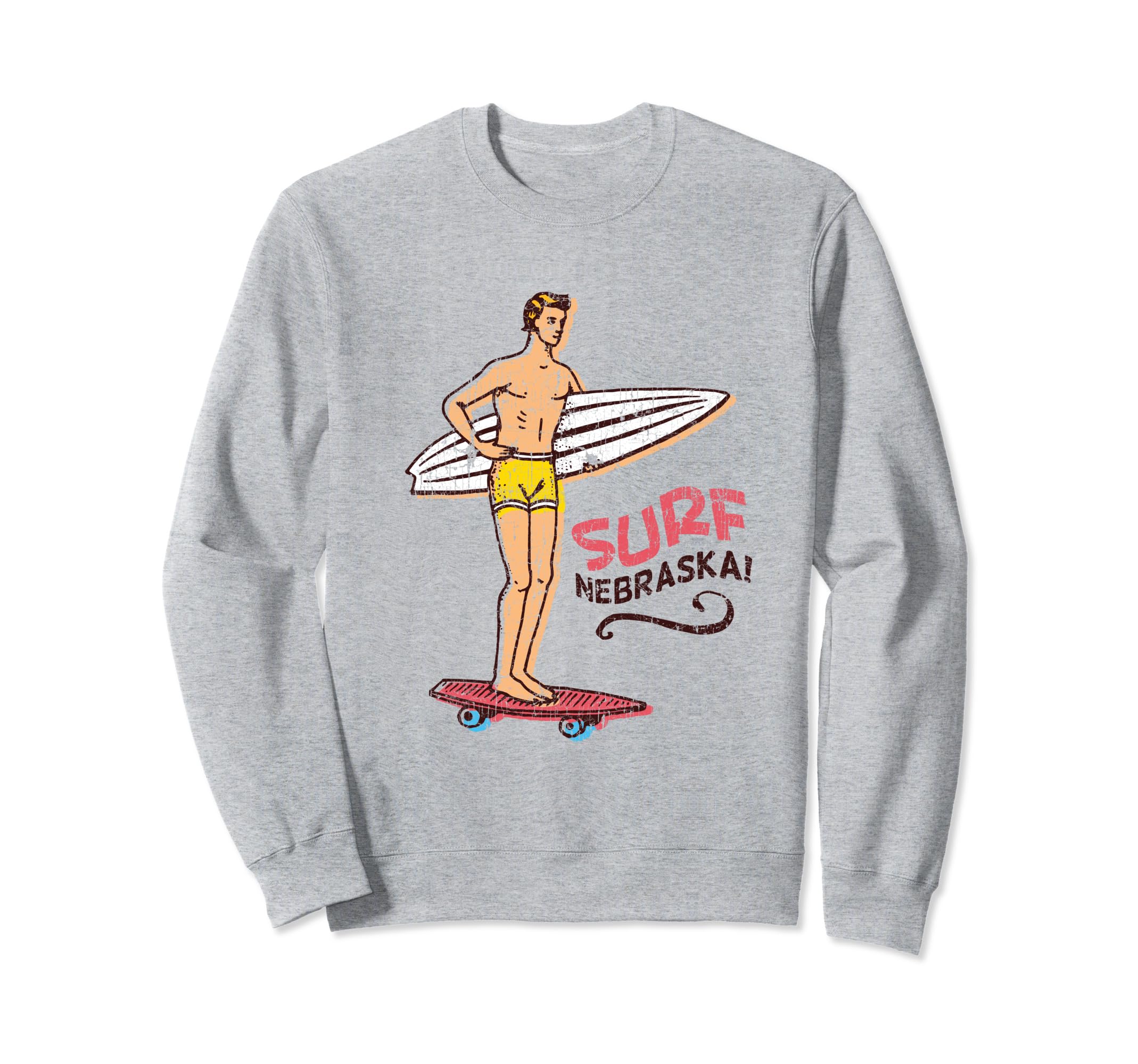 Surf Nebraska Surfboard 60S 70S 80S Sweatshirt - Unique Graphic Unisex - T-Shirt, Sweatshirt, Hoodie