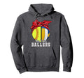 Busy Raising Ballers Softball Volleyball Hoodie - Unique Graphic Unisex - T-Shirt, Sweatshirt, Hoodie