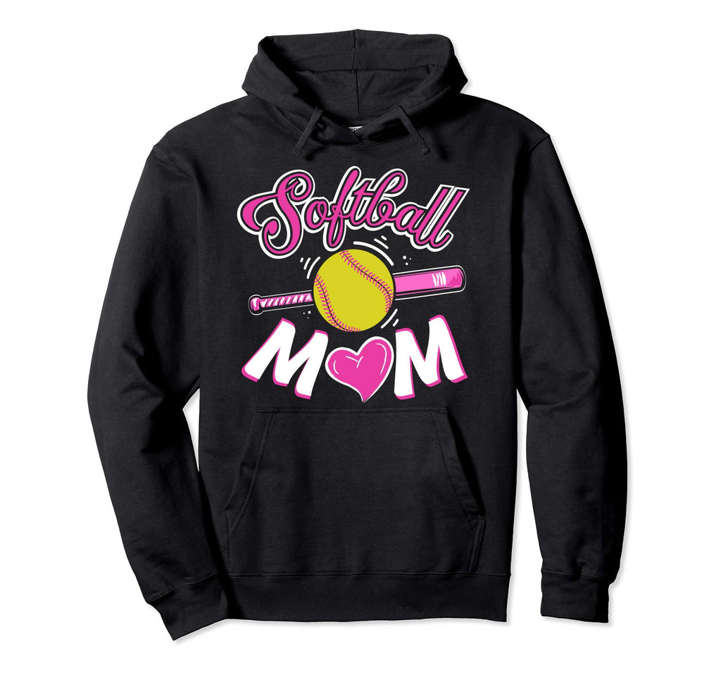 Softball Heart Mom Mothers Day Funny Hoodie - Novelty Apparel for Adults - T-Shirt, Sweatshirt, Hoodie