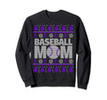 Purple And White Baseball Mom Sweatshirt - Casual Everyday Wear Men Women - T-Shirt, Sweatshirt, Hoodie
