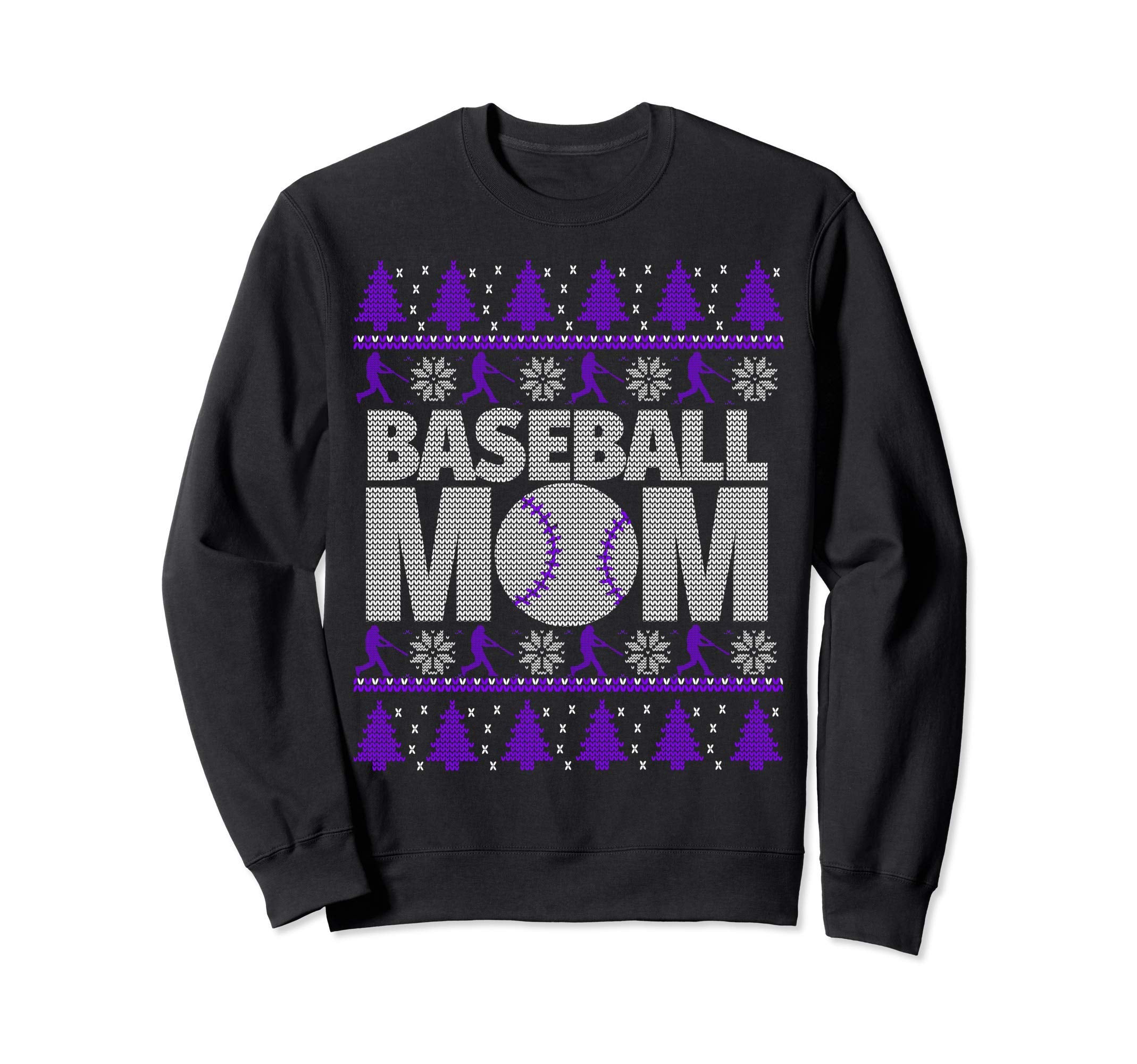 Purple And White Baseball Mom Sweatshirt - Casual Everyday Wear Men Women - T-Shirt, Sweatshirt, Hoodie