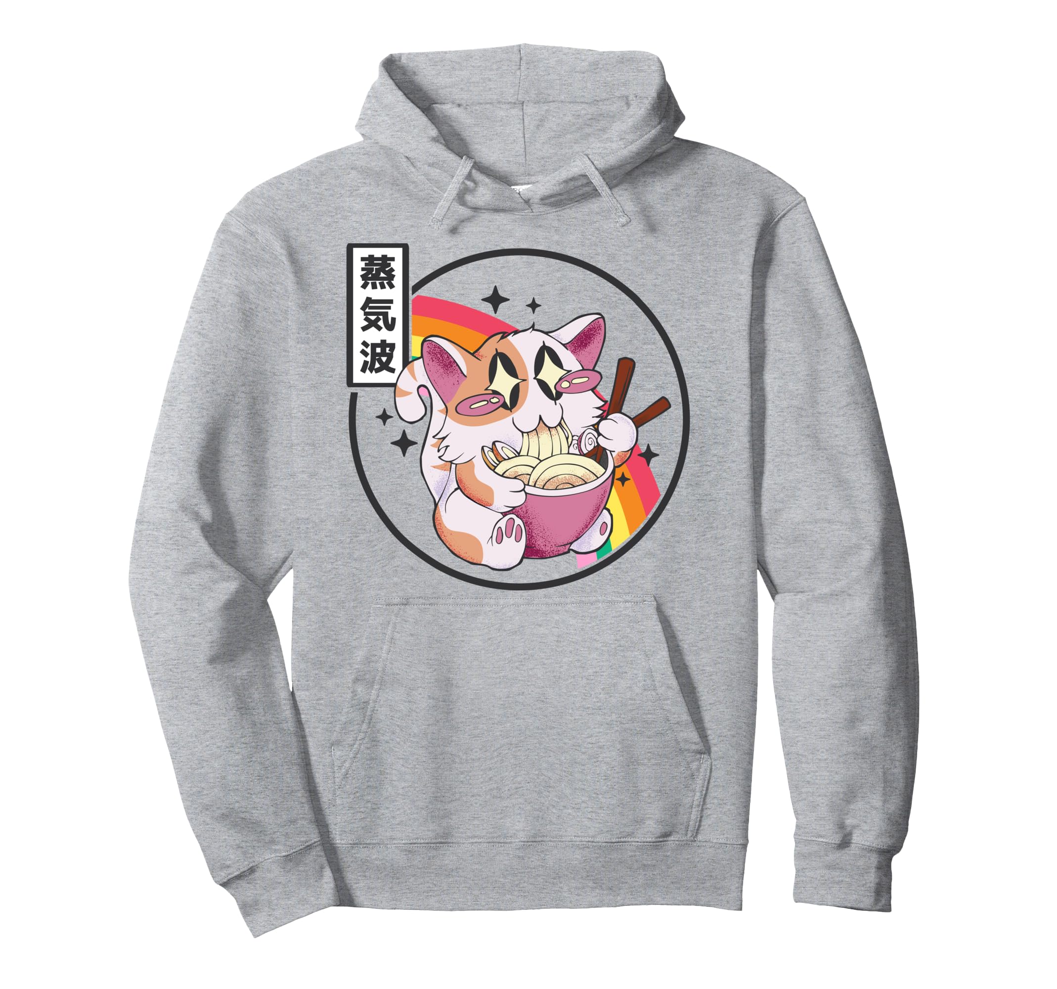 Happy Cat Eating Ramen Japan Otaku 80S Hoodie - Novelty Apparel Men Women - T-Shirt, Sweatshirt, Hoodie