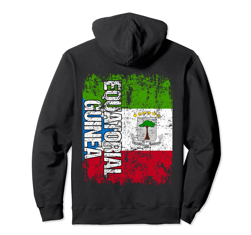 Equatorial Guinea Flag Distressed Hoodie - Aesthetic Graphic Unisex - T-Shirt, Sweatshirt, Hoodie