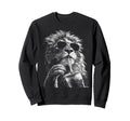 Lion Drinking Iced Coffee Funny Sweatshirt - Minimalist Print for Adults - T-Shirt, Sweatshirt, Hoodie