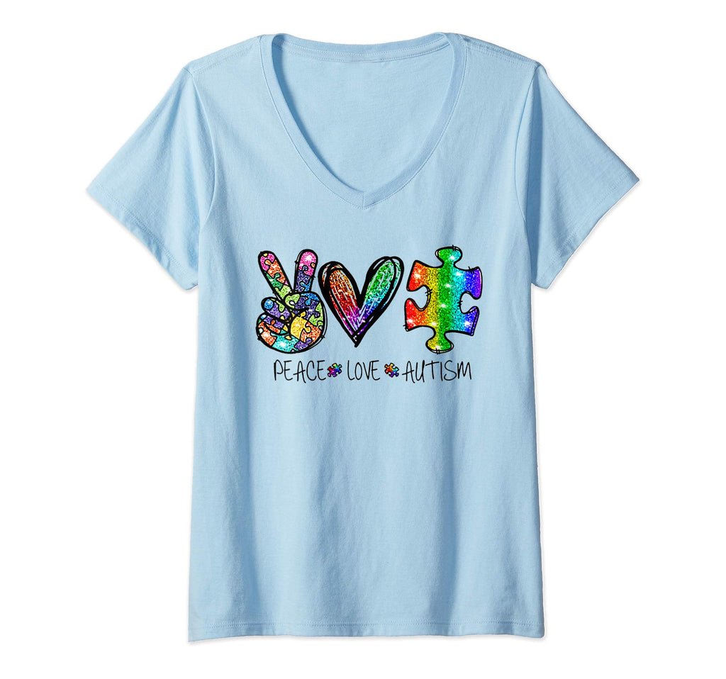Funny Peace Love Autism Ribbon T-Shirt - Fun Novelty Design for Adults - T-Shirt, Sweatshirt, Hoodie
