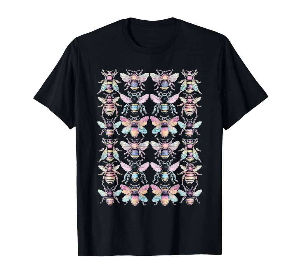 Pastel Colorful Bees Insects Dreamy Art T-Shirt - Novelty Apparel Unisex - T-Shirt, Sweatshirt, Hoodie