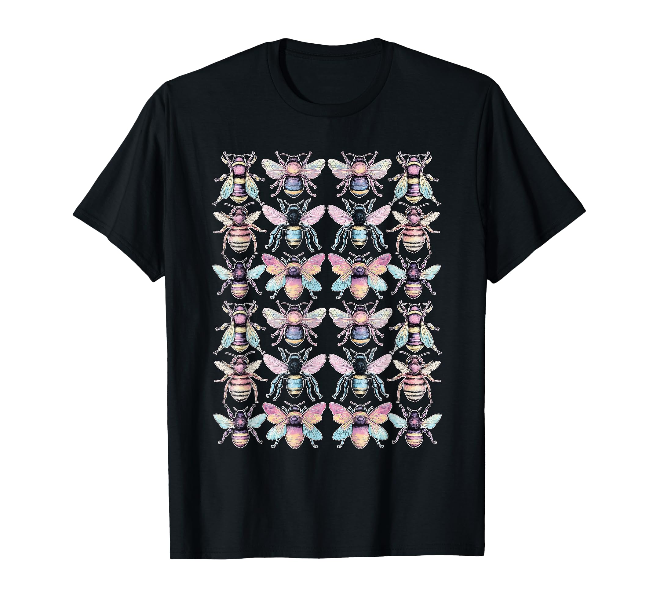 Pastel Colorful Bees Insects Dreamy Art T-Shirt - Novelty Apparel Unisex - T-Shirt, Sweatshirt, Hoodie