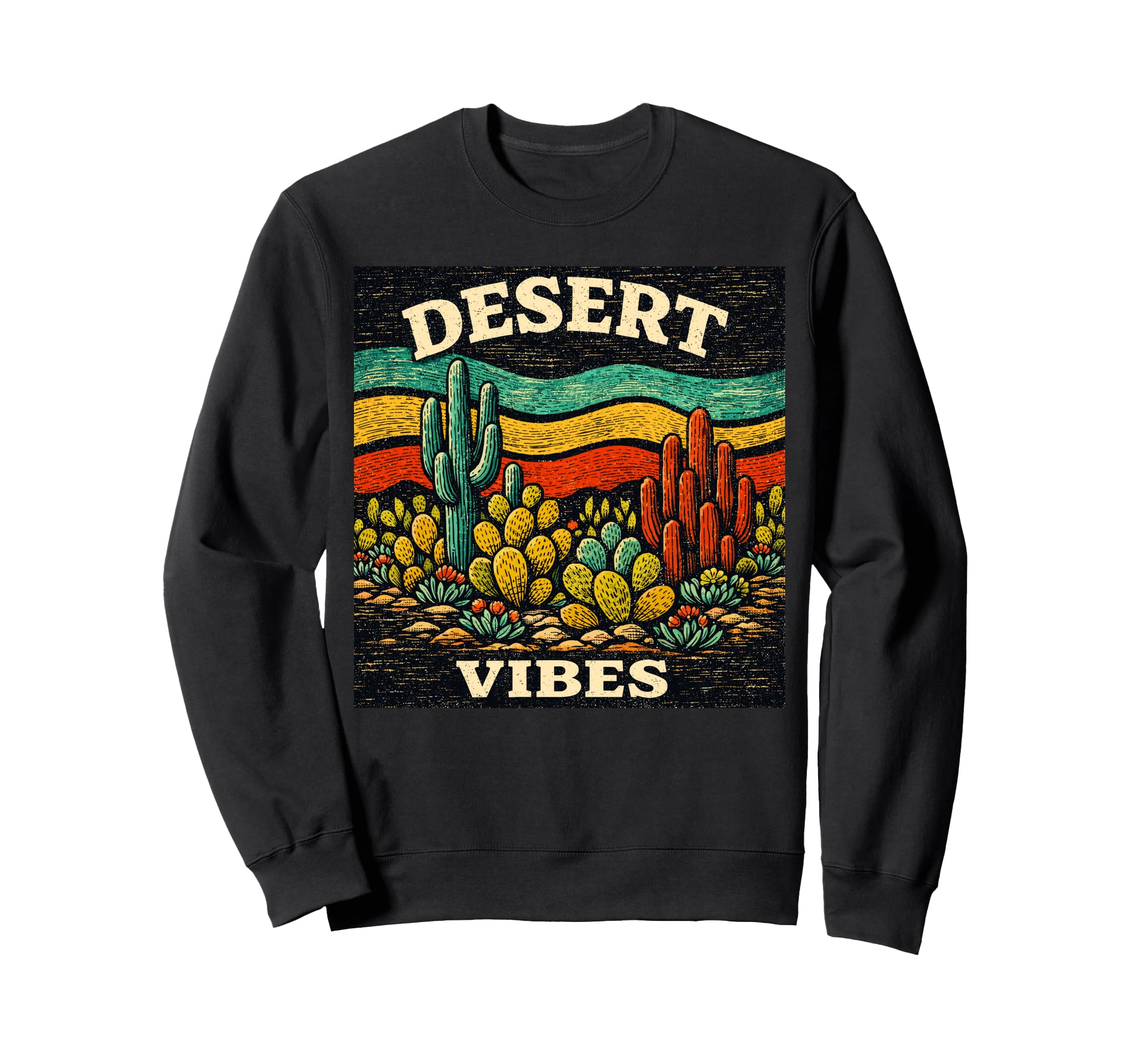 Desert Vibes Cactus Outdoor Boho Sweatshirt - Minimalist Print Unisex - T-Shirt, Sweatshirt, Hoodie