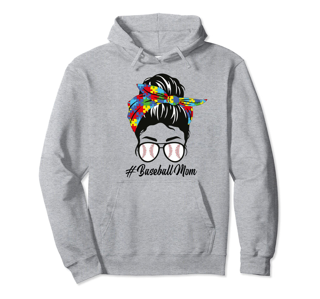 Autism Mom Baseball Messy Bun Autism Hoodie - Minimalist Print for Adults - T-Shirt, Sweatshirt, Hoodie