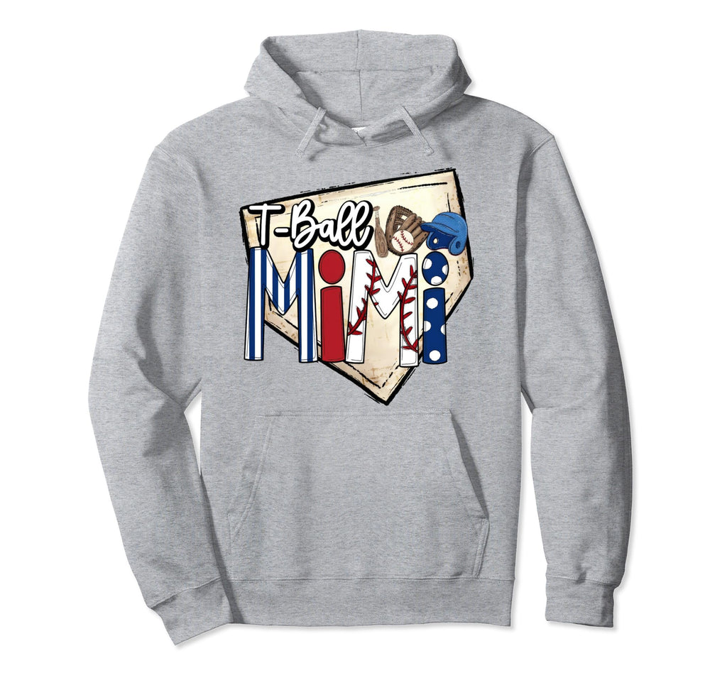 T Ball Mimi Baseball Mom Game Day Hoodie - Graphic Print Unisex - T-Shirt, Sweatshirt, Hoodie
