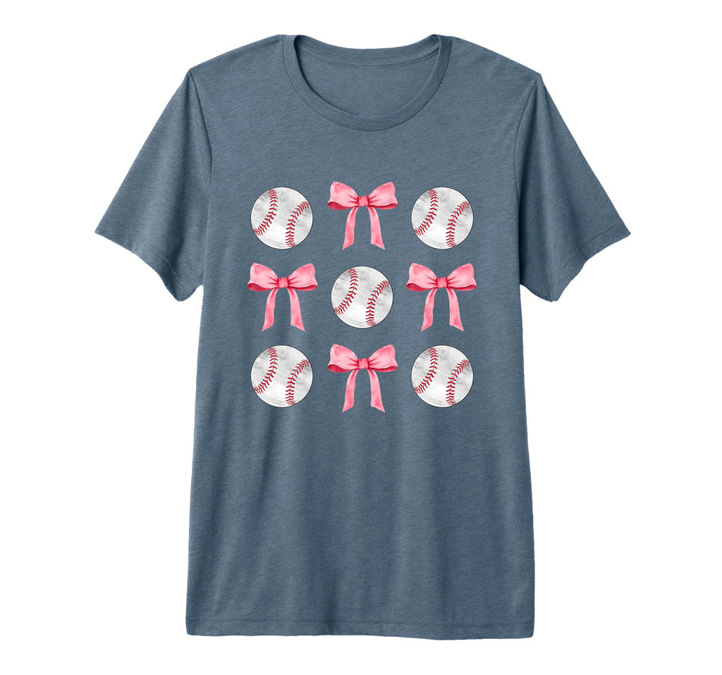 Baseballs Bows Ball Mom School Pride Gift T-Shirt - Unique Graphic Unisex - T-Shirt, Sweatshirt, Hoodie