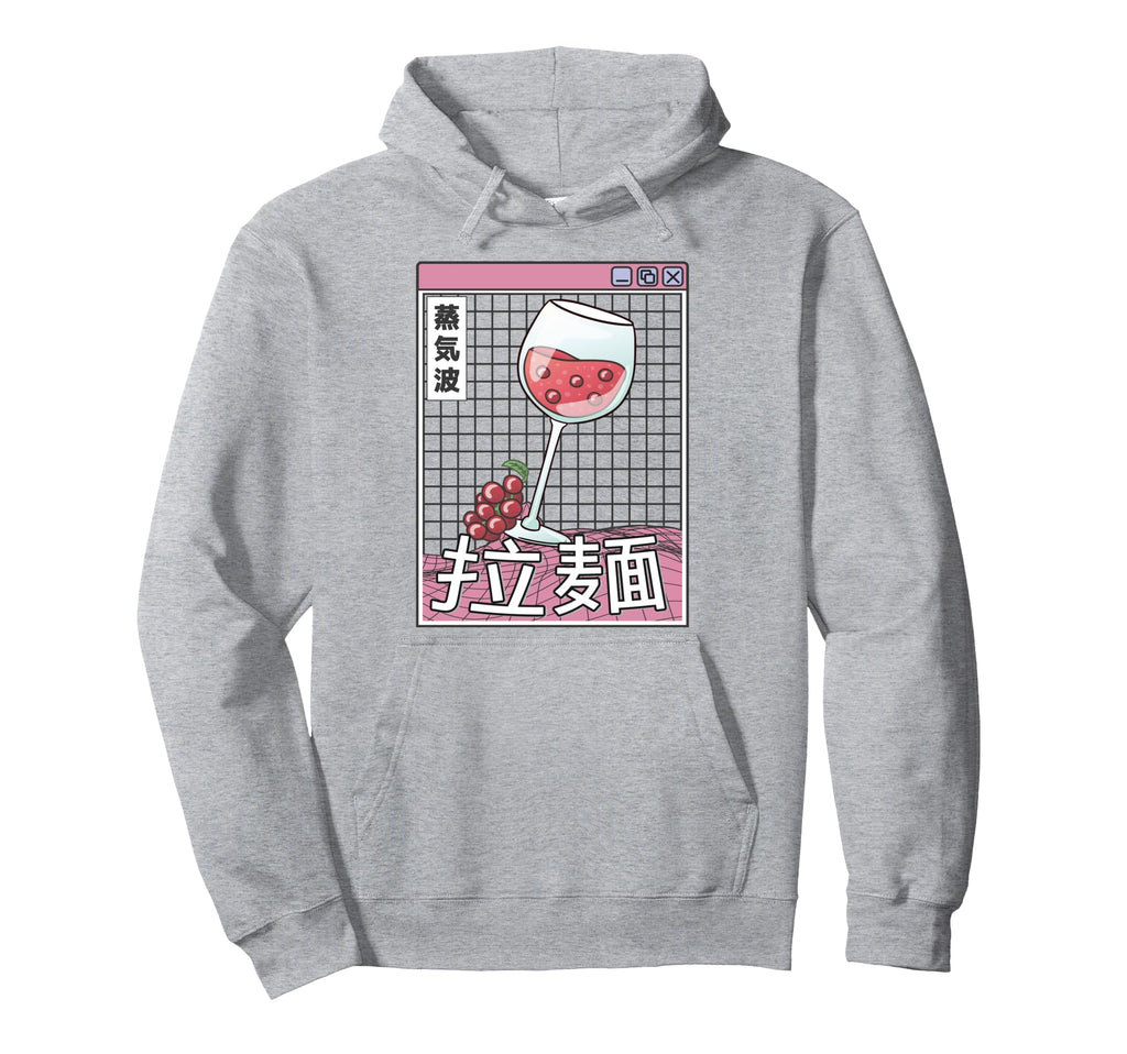 Wine Glass Kawaii Grid Vaporwave Hoodie - Novelty Apparel for Adults - T-Shirt, Sweatshirt, Hoodie