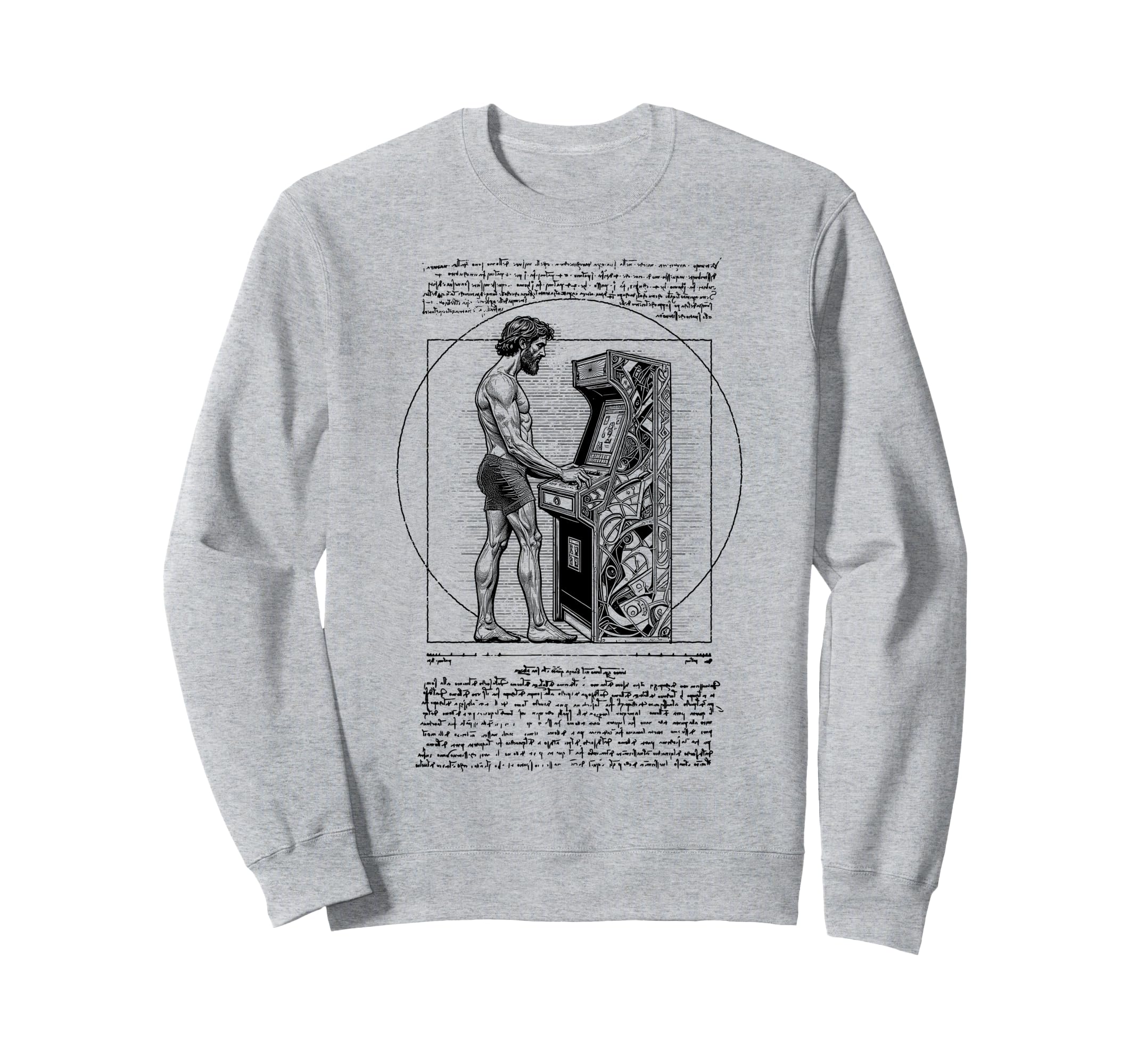 Arcade Gamer Vitruvian Leonardo Sweatshirt - Minimalist Print for Adults - T-Shirt, Sweatshirt, Hoodie