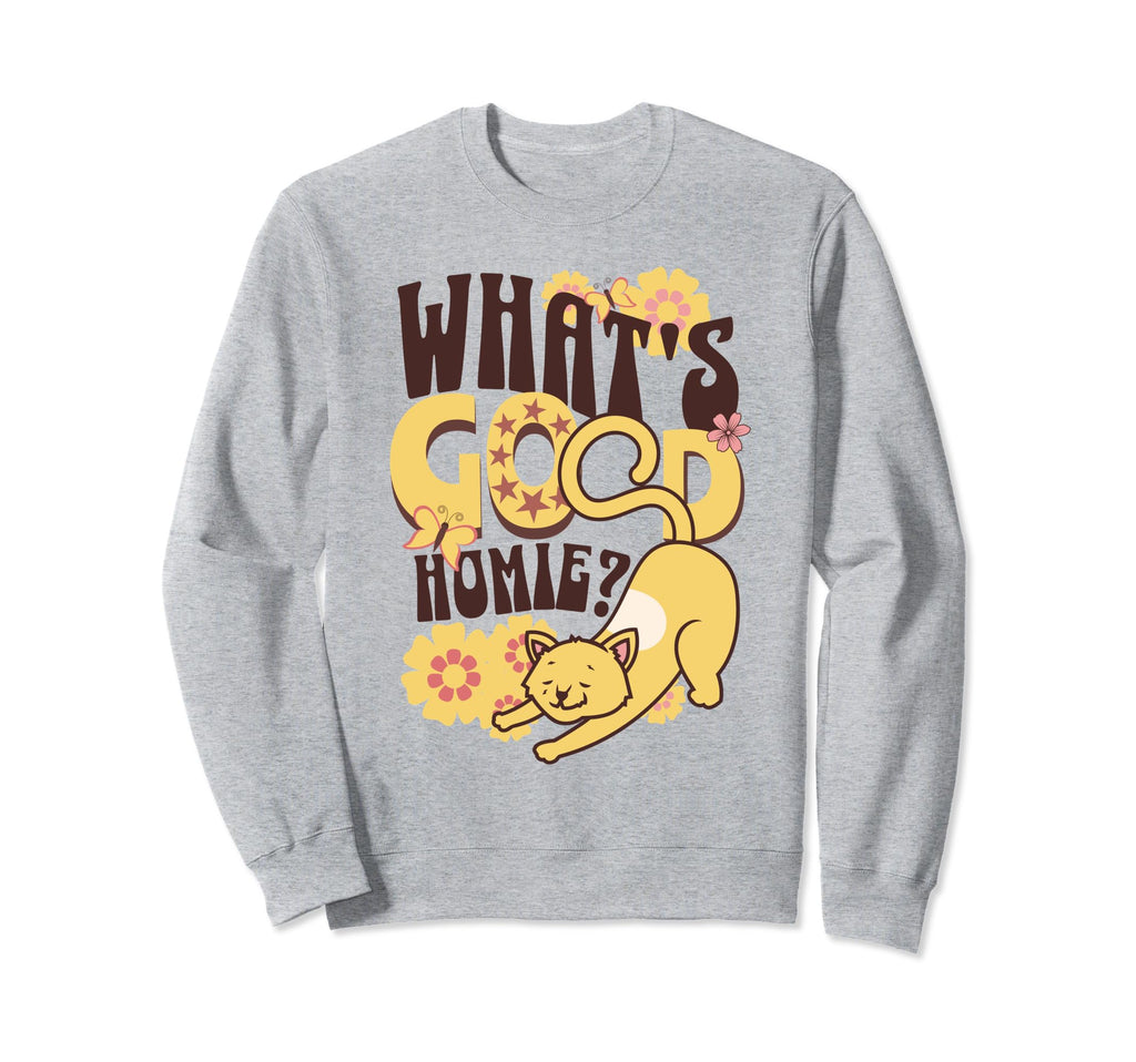 1960S Hippy Cat Boho Floral Sweatshirt - Unique Graphic for Adults - T-Shirt, Sweatshirt, Hoodie