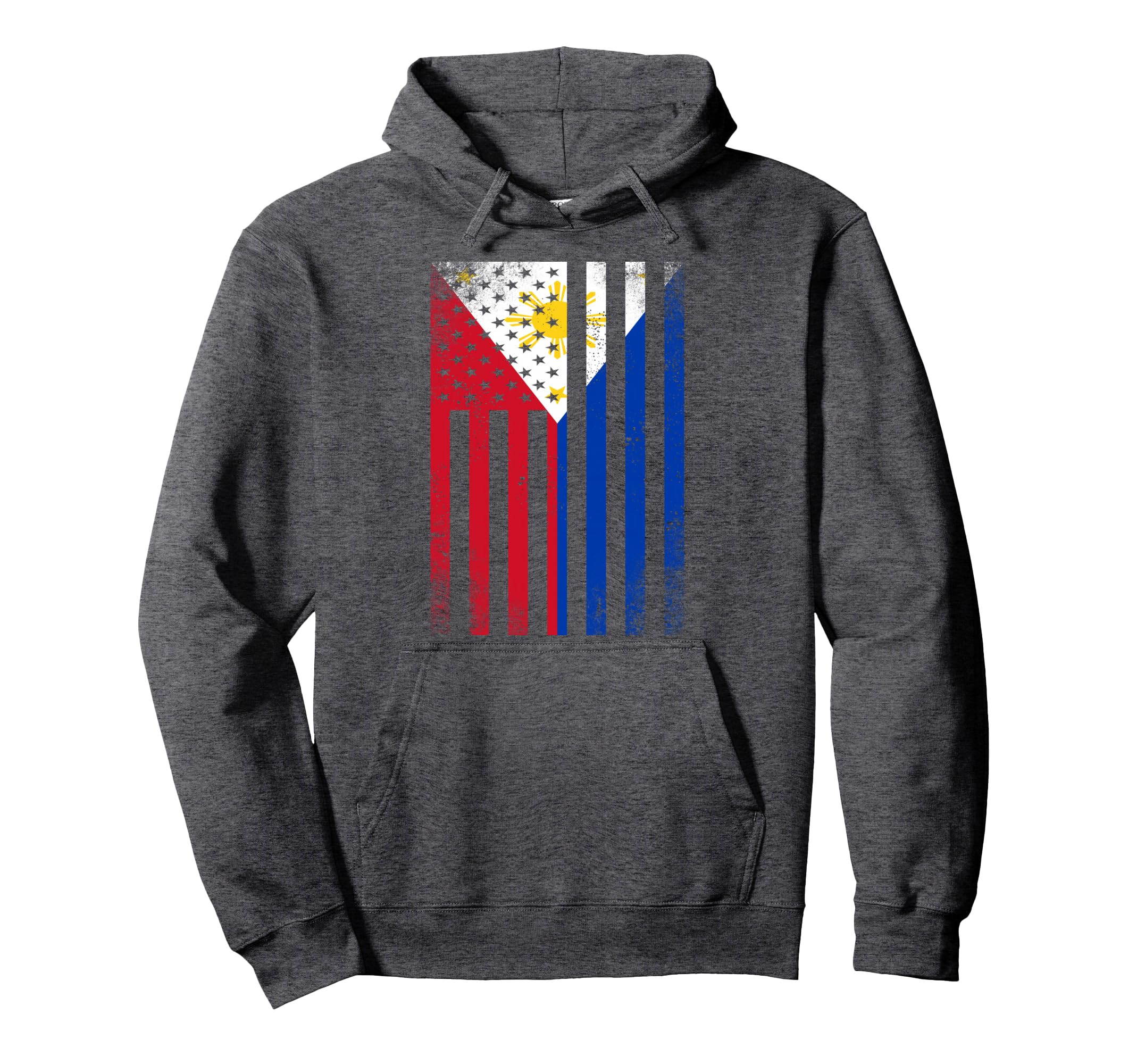 Half Filipino Flag American Inside Hoodie - Fun Novelty Design Men Women - T-Shirt, Sweatshirt, Hoodie