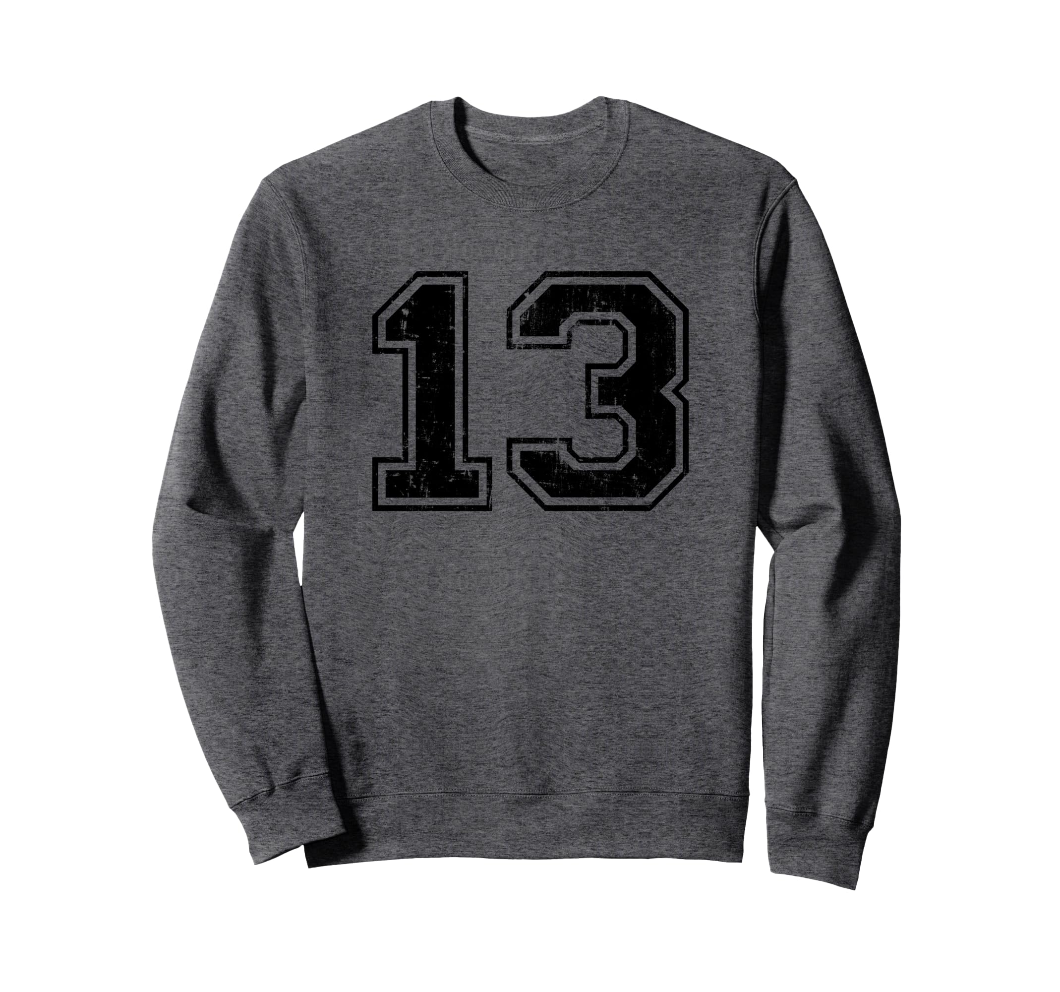 Number 13 Varsity Distressed Sport Sweatshirt - Aesthetic Graphic Unisex - T-Shirt, Sweatshirt, Hoodie