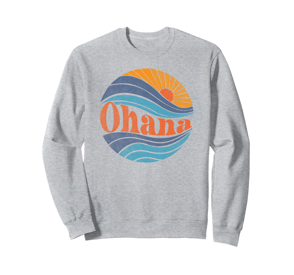 Ohana Distressed 70S Boho Tropical Sweatshirt - Minimalist Print Unisex - T-Shirt, Sweatshirt, Hoodie