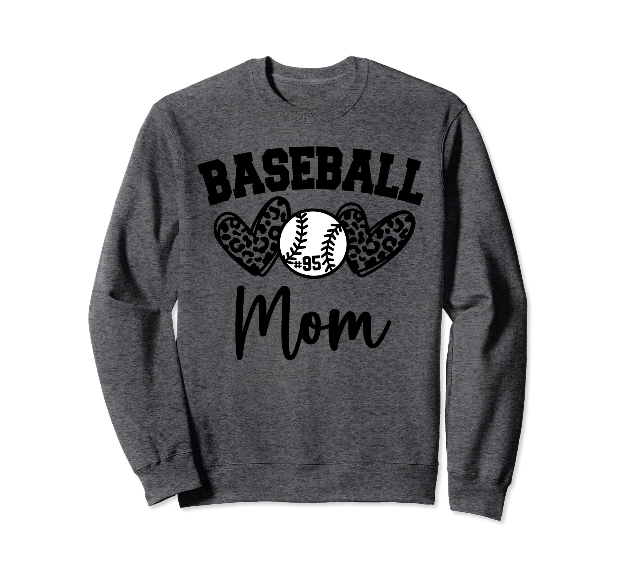Womens Custom Baseball Mom Number 95 Sweatshirt - Graphic Print for Adults - T-Shirt, Sweatshirt, Hoodie