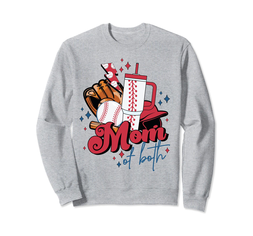 Mom Both Softball Baseball Mama Moms Sweatshirt - Unique Graphic Men Women - T-Shirt, Sweatshirt, Hoodie