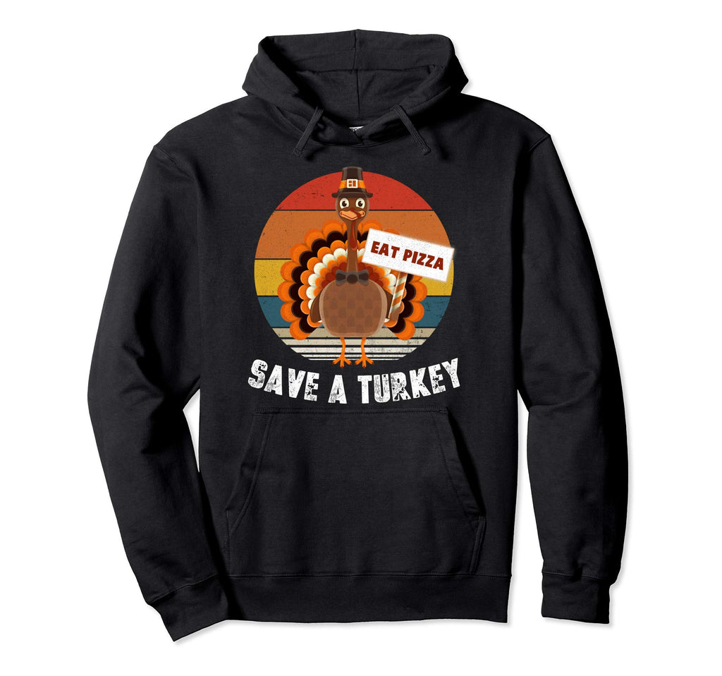 Turkey Eat Pizza Funny Thanksgiving Hoodie - Custom Art Print Men Women - T-Shirt, Sweatshirt, Hoodie
