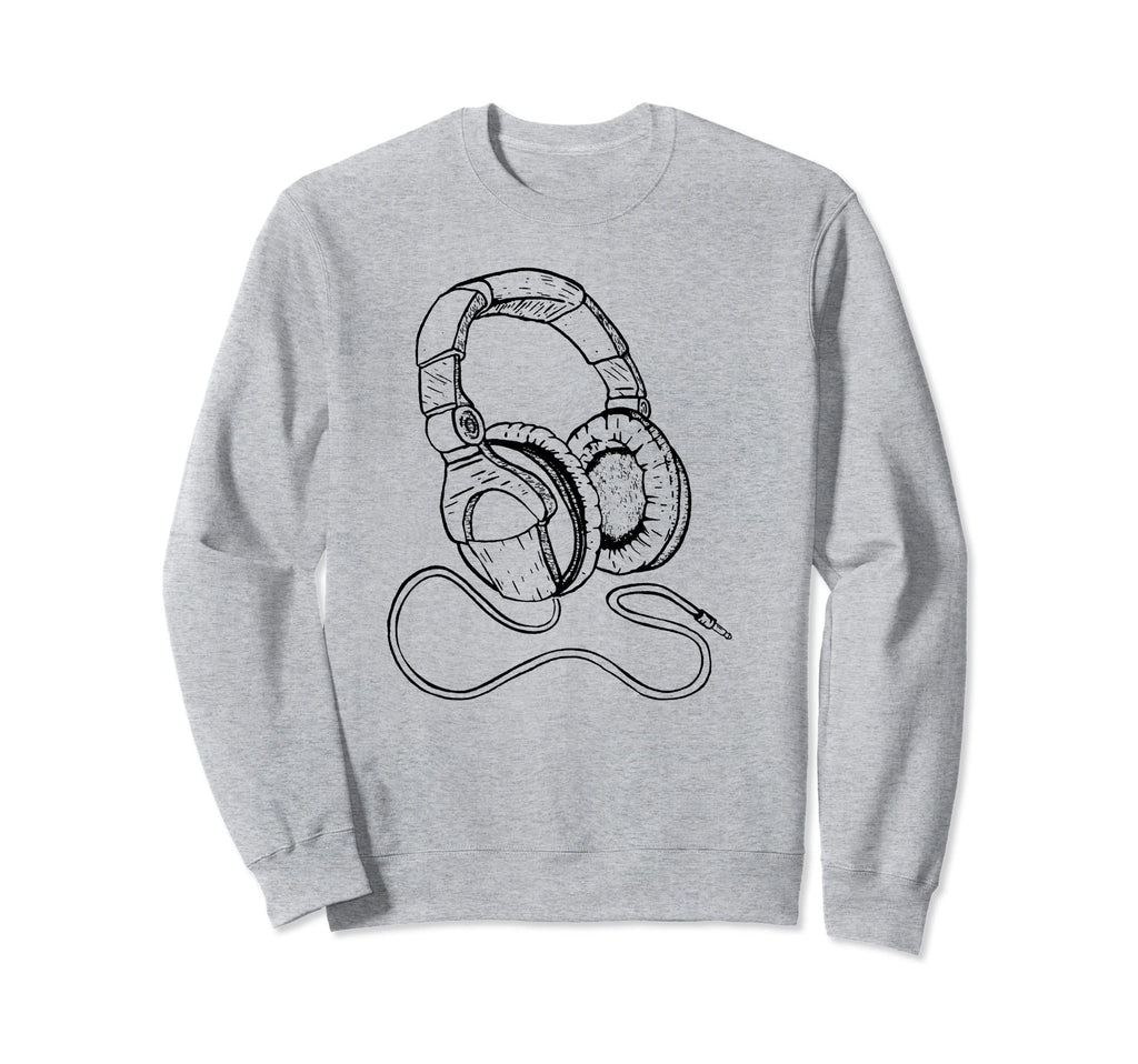 Hip Hop Over Ear Headphones Old Sweatshirt - Minimalist Print for Adults - T-Shirt, Sweatshirt, Hoodie