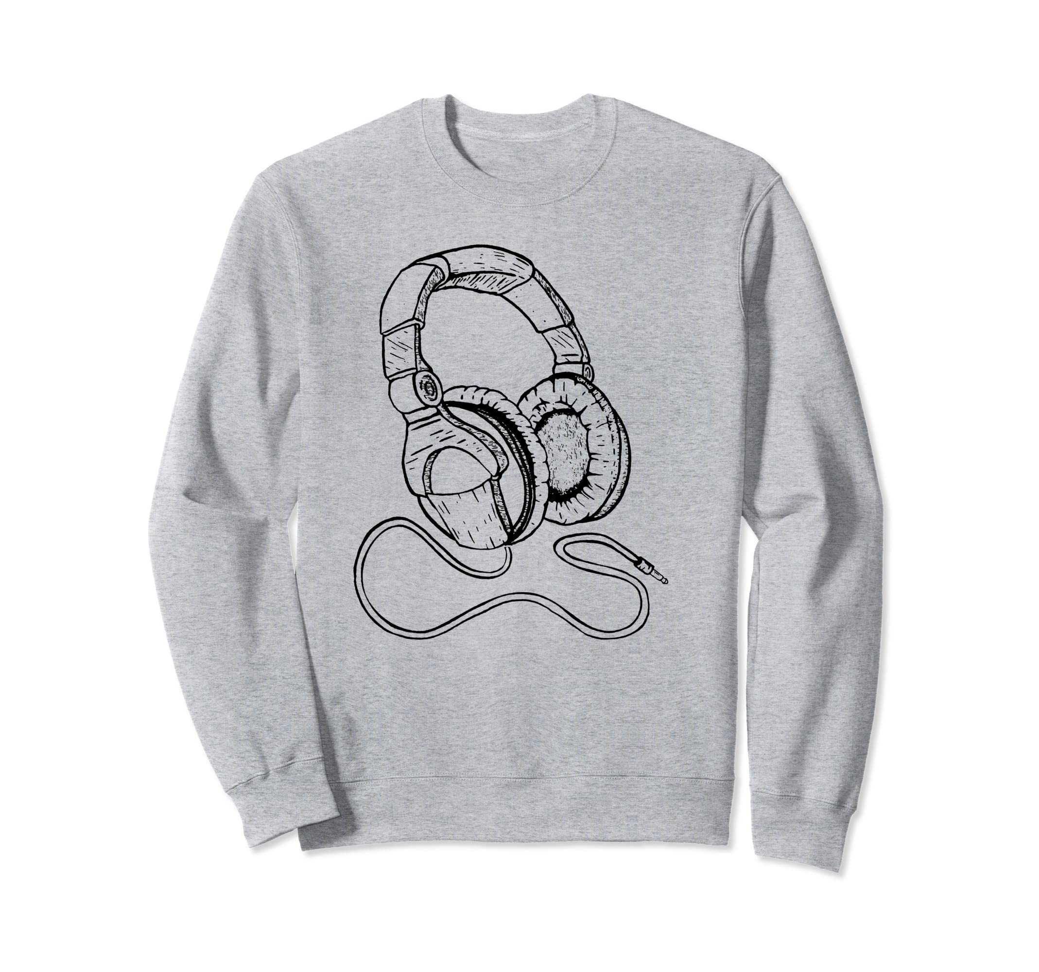 Hip Hop Over Ear Headphones Old Sweatshirt - Minimalist Print for Adults - T-Shirt, Sweatshirt, Hoodie