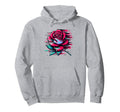 Rose Flower Glitch Optical Illusion Hoodie - Graphic Print for Adults - T-Shirt, Sweatshirt, Hoodie
