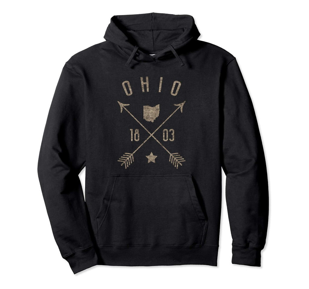 Ohio Distressed Home State Map Arrows Hoodie - Aesthetic Graphic Unisex - T-Shirt, Sweatshirt, Hoodie