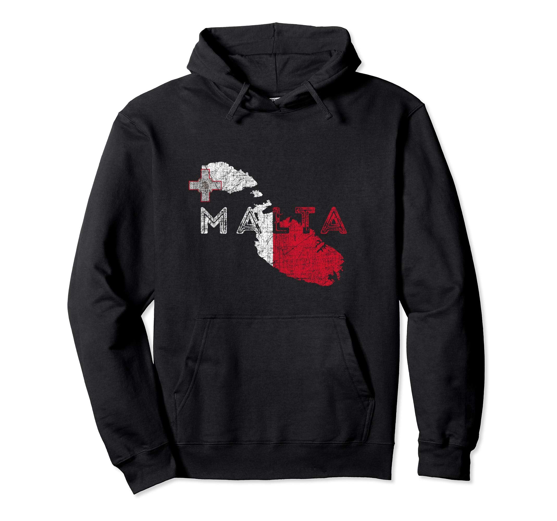 Maltese Map And Flag Distressed Malta Hoodie - Minimalist Print for Adults - T-Shirt, Sweatshirt, Hoodie