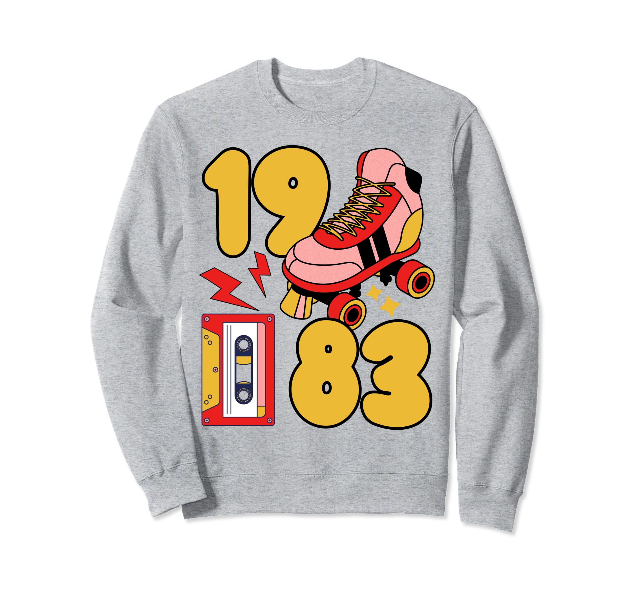 80S Vibes Mixed Tapes Roller Skates Sweatshirt - Graphic Print for Adults - T-Shirt, Sweatshirt, Hoodie