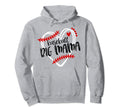 Baseball Big Mama Distressed Heart Hoodie - Custom Art Print for Adults - T-Shirt, Sweatshirt, Hoodie