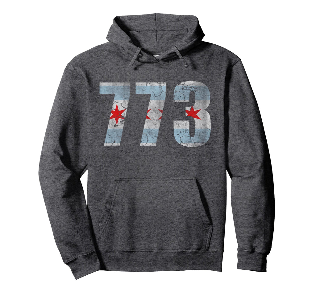 Chicago Flag 773 Distressed Hoodie - Custom Art Print Unisex - T-Shirt, Sweatshirt, Hoodie