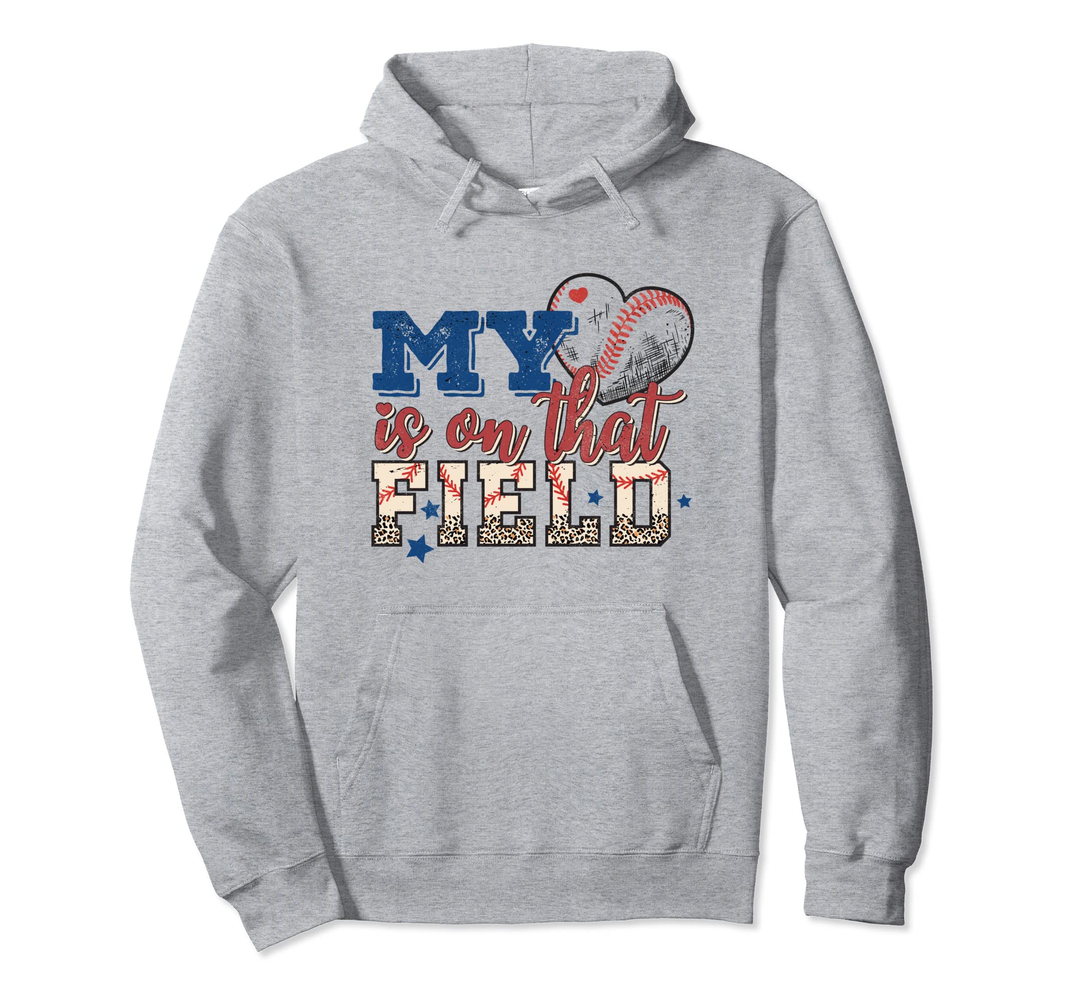 My Heart Is That Field Leopard Baseball Hoodie - Fun Novelty Design Unisex - T-Shirt, Sweatshirt, Hoodie