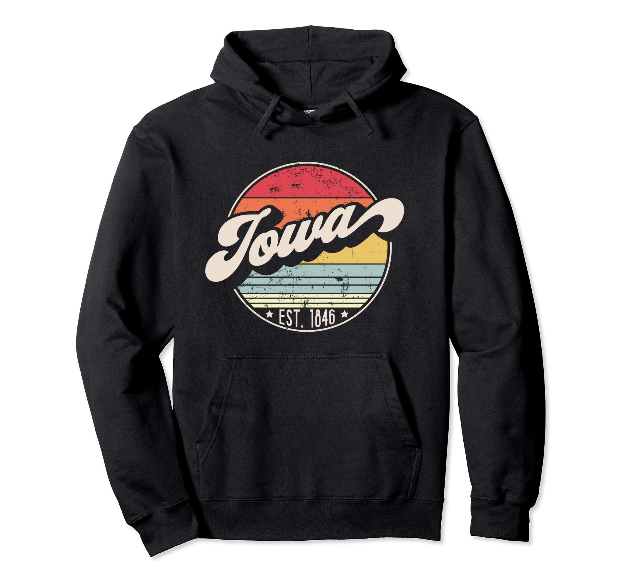 Iowa Home State Ia 70S Sunset Hoodie - Unique Graphic Men Women - T-Shirt, Sweatshirt, Hoodie