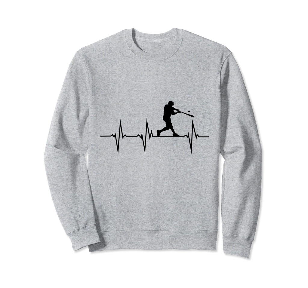 Funny Heartbeat Baseball Player Sweatshirt - Novelty Apparel for Adults - T-Shirt, Sweatshirt, Hoodie