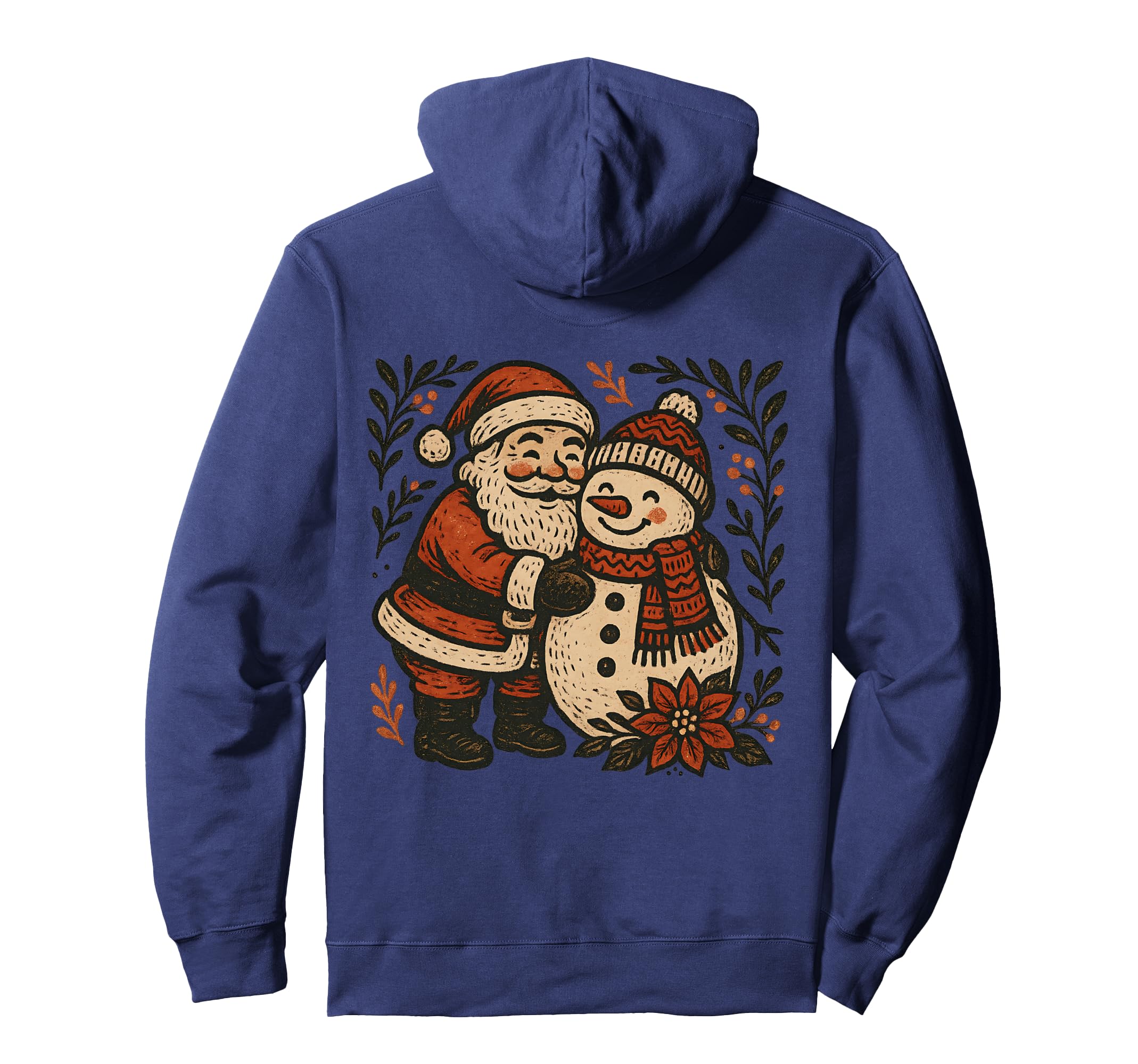 Snowman Santa Winter Boho Floral Hoodie - Graphic Print Men Women - T-Shirt, Sweatshirt, Hoodie