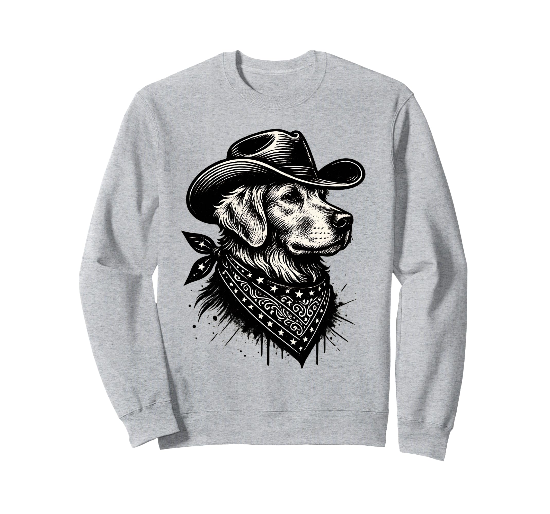 Funny Golden Retriever Cowboy Western Sweatshirt - Unique Graphic Unisex - T-Shirt, Sweatshirt, Hoodie