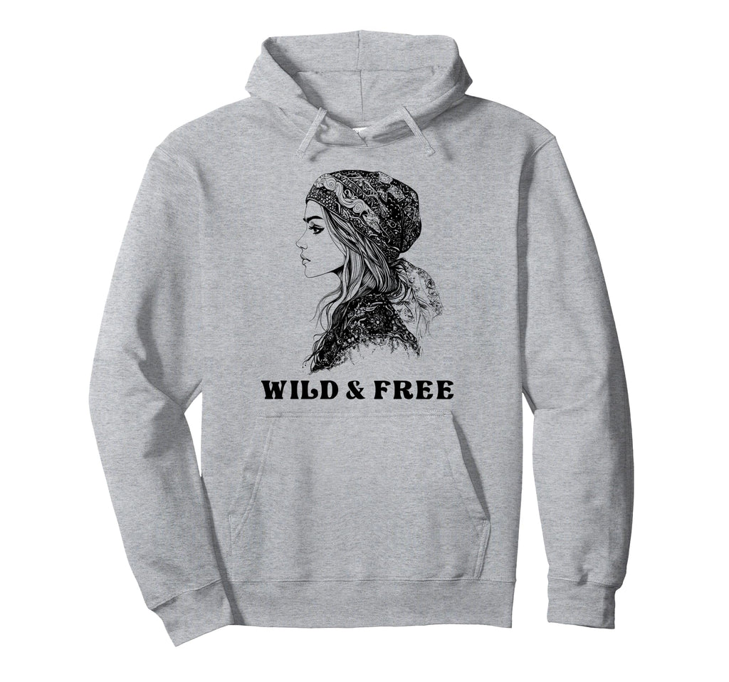 Wild And Free Bohemian Boho Hippie Hoodie - Minimalist Print for Adults - T-Shirt, Sweatshirt, Hoodie