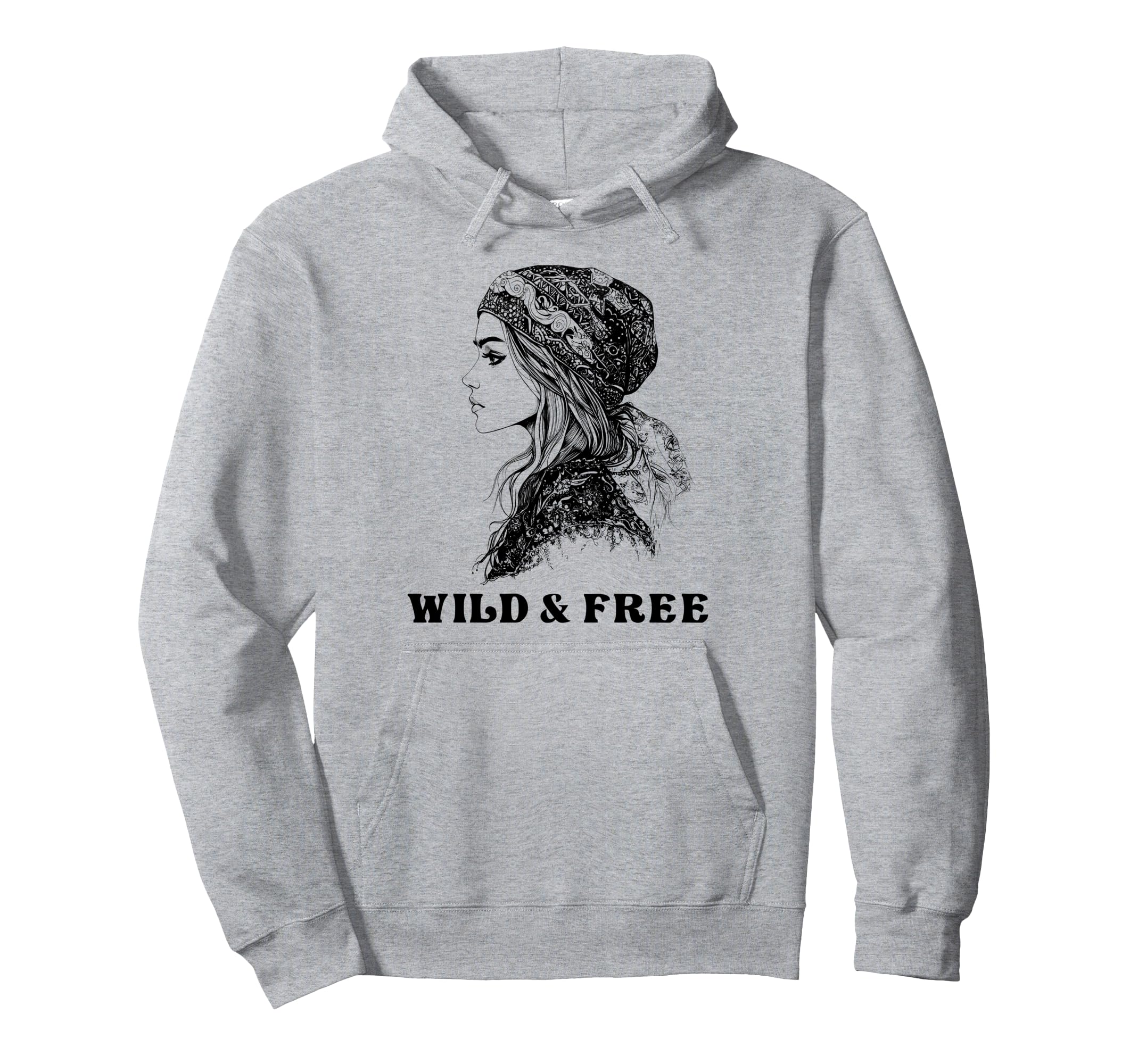 Wild And Free Bohemian Boho Hippie Hoodie - Minimalist Print for Adults - T-Shirt, Sweatshirt, Hoodie