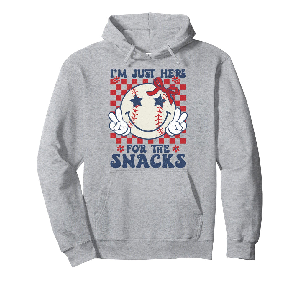 Baseball Sister Im Just Here Snacks Hoodie - Aesthetic Graphic for Adults - T-Shirt, Sweatshirt, Hoodie