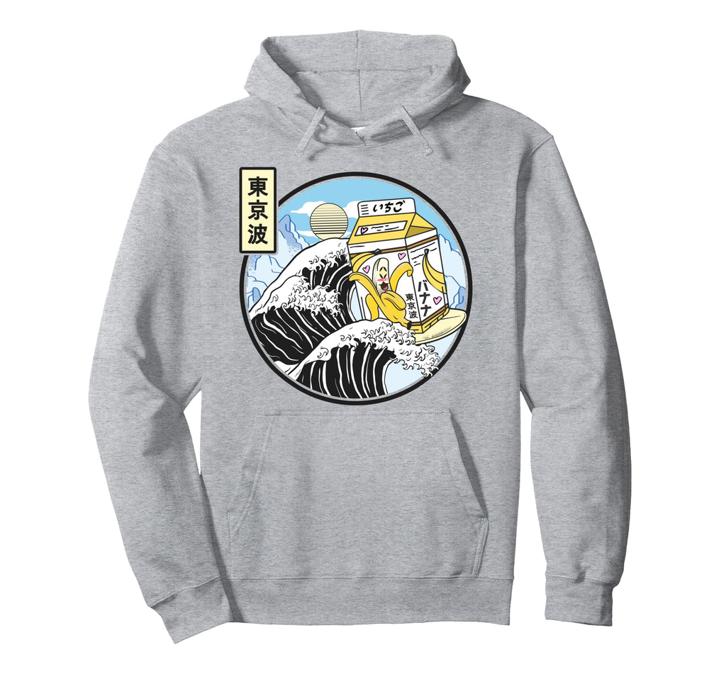Surfing Banana Milk Carton Kanagawa Hoodie - Unique Graphic for Adults - T-Shirt, Sweatshirt, Hoodie