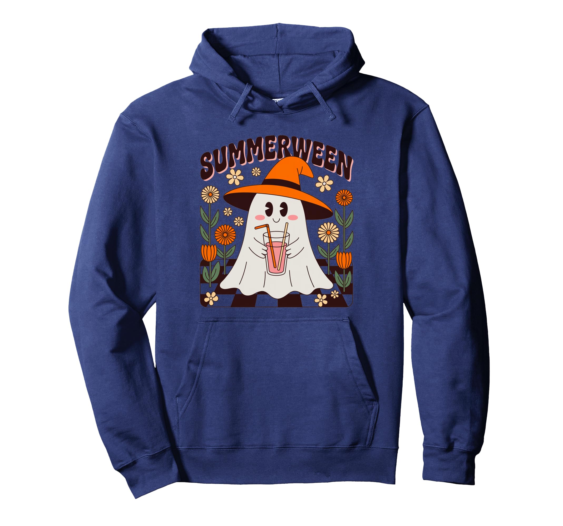 Summerween Ghost Drink Flowers Boho Hoodie - Streetwear Style Men Women - T-Shirt, Sweatshirt, Hoodie