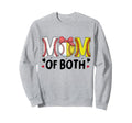 Mom Both Softball Baseball Mama Heart Sweatshirt - Graphic Print Men Women - T-Shirt, Sweatshirt, Hoodie